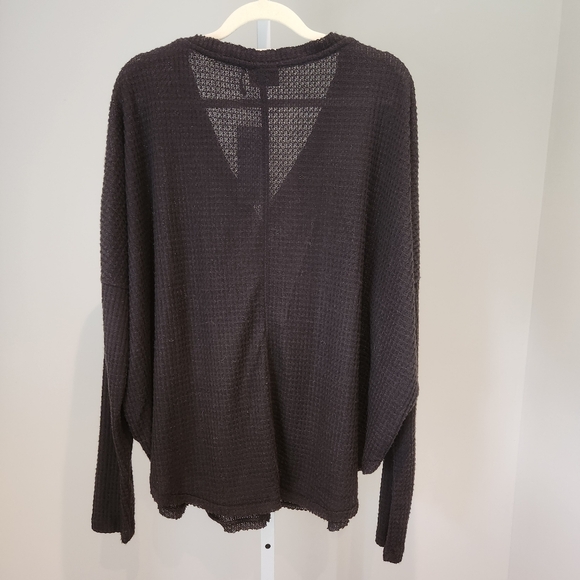 NWT L Urban Outfitters Out From Under Jojo Black Waffle Thermal Button-up Shirt - Picture 4 of 13